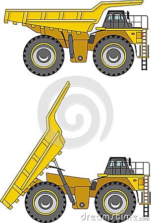 Off-highway trucks. Heavy mining trucks. Vector illustration. Vector Illustration