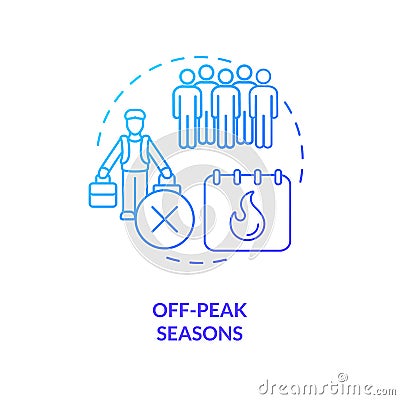 Off-peak seasons travel blue gradient concept icon Vector Illustration