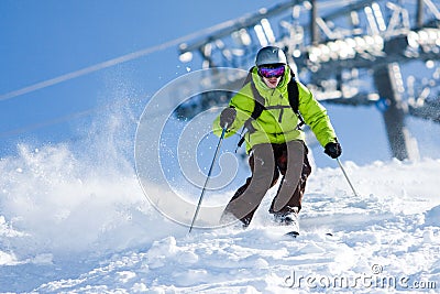 Off-piste skiing Stock Photo