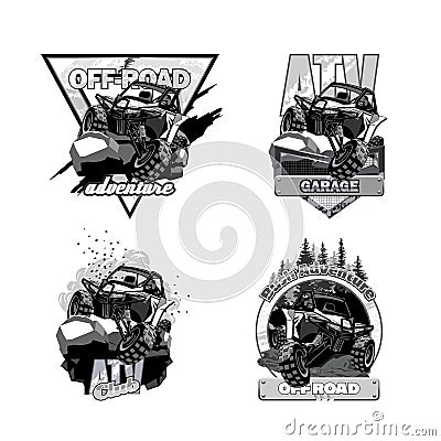 Off-Road ATV Buggy, Black and White Logo. Vector Illustration