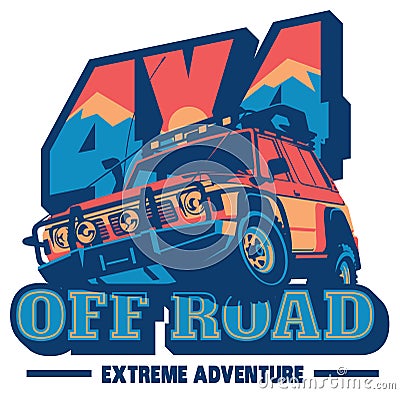 Off-road car logo, safari suv, expedition offroader. Vector Illustration