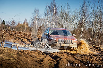 Off road car in mud Stock Photo