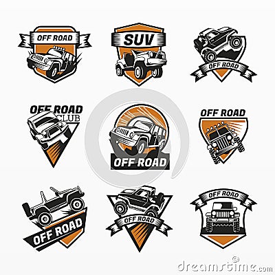 Off road car sticker set Stock Photo