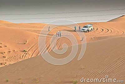 Off Road driving in the desert located in Sharjah Desert Sand Dunes Editorial Stock Photo