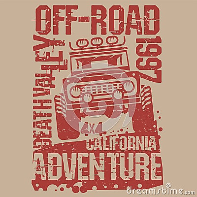 Off-Road Extreme Adventure SUV poster or t-shirt design Vector Illustration