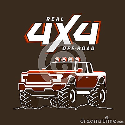 Off-road monster truck pickup illustration Vector Illustration