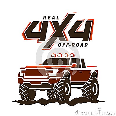 Off-road monster truck pickup illustration Vector Illustration
