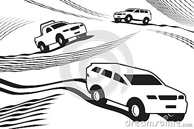 Off road safari in desert Vector Illustration