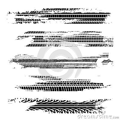 Off road tire track trail print texture. Motorcycle mud race car rally truck trace of dirt wheel Vector Illustration