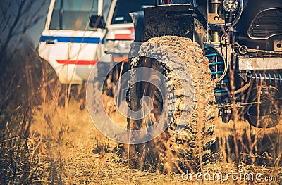 Off Road Vehicles on the Muddy Wilderness Trail Stock Photo