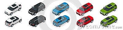 Off-road write car. Modern VIP transport. Flat 3d isometric vector illustration. For infographics and design games. Vector Illustration