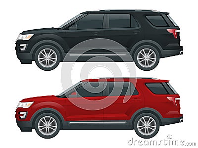 Off-road write car Modern VIP transport. Offroad truck template vector isolated car on white View side. Change the color Vector Illustration