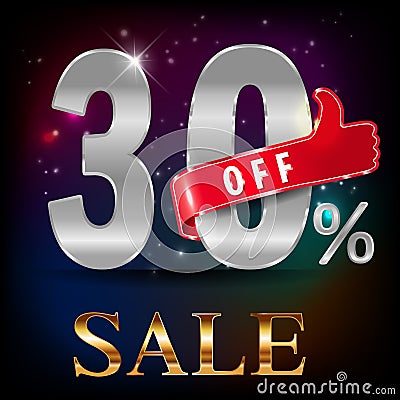 30% off, 30 sale discount hot sale with special offer Vector Illustration