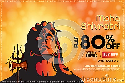80% OFF Sale. Happy Mahashivratri Sale Offer Banner, Advertisement, Discount Promotion Vector Illustration