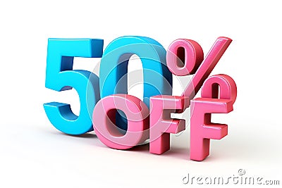 50% off sales sign, AI generated Stock Photo