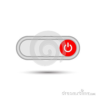 On Off slider style power buttons with grey background The Off buttons are enclosed in red circle and the on buttons in green Vector Illustration