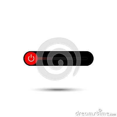 On Off switch slider style power buttons with blsck button background The Off buttons are enclosed in red and white circle with Vector Illustration