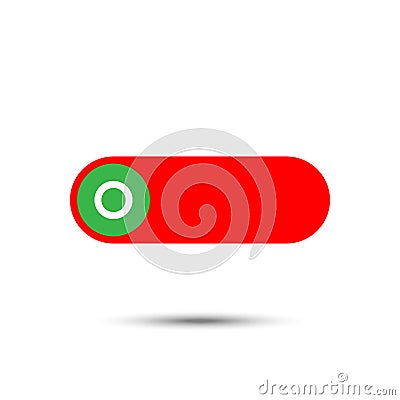 On Off switch slider style power buttons with RED button background The On buttons are enclosed in green and white circle with Vector Illustration