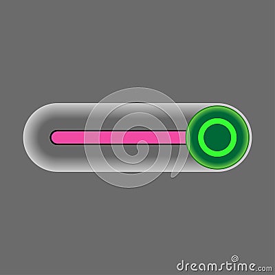 On Off switch toggle - slider style power buttons with pink black button round grey background The On Off buttons are enclosed in Vector Illustration