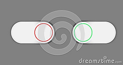 On and Off toggle switch buttons. Material design switch buttons set Stock Photo