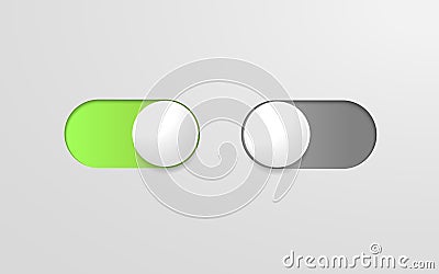 On Off toggle switch buttons. Vector checkmark icons yes or no with switch slider Vector Illustration