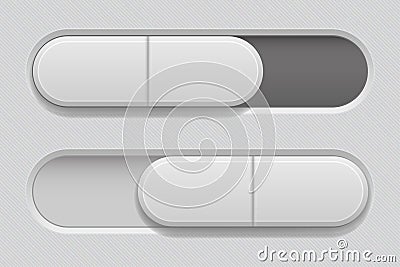 On and Off toggle switch slider buttons. Oval icons Vector Illustration