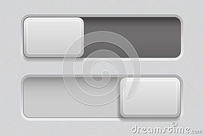 On and Off toggle switch slider buttons. Rectangle icons Vector Illustration