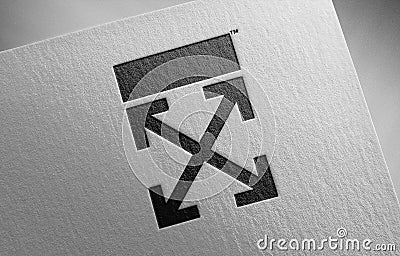 Off-white logo icon paper texture stamp Editorial Stock Photo