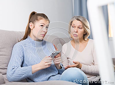 Offended adult daughter Stock Photo