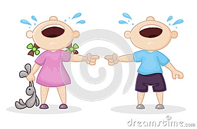 Offended boy and girl Vector Illustration