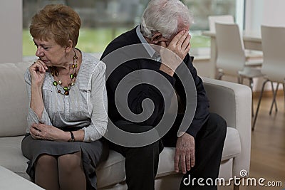 Offended elder couple Stock Photo