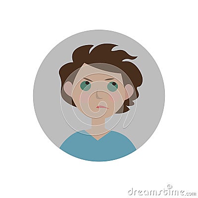 Offended emoji. Resentful emoticon. Discontent smiley expression. Vector Illustration