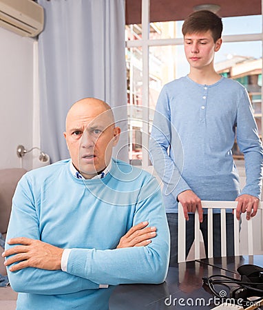 Offended father after quarrel Stock Photo
