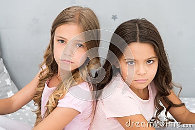 Offended feelings. Children offended keep silence. Relations sisters or best friends. Overcome relations issues Stock Photo