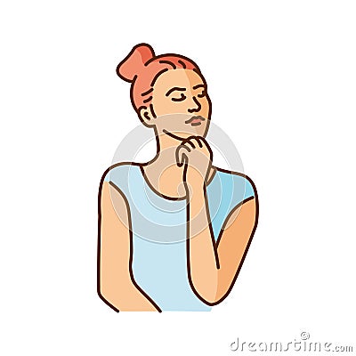 Offended girl color line illustration Vector Illustration