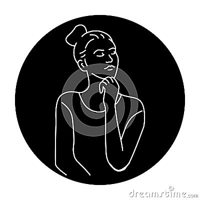 Offended girl color line illustration Vector Illustration