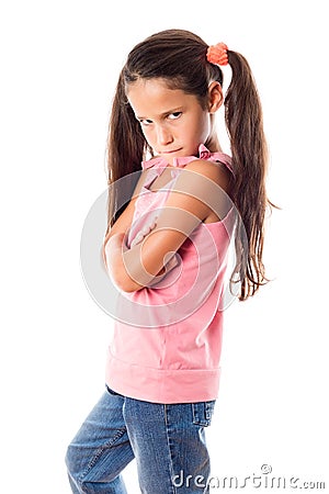 Offended girl in pink dress Stock Photo