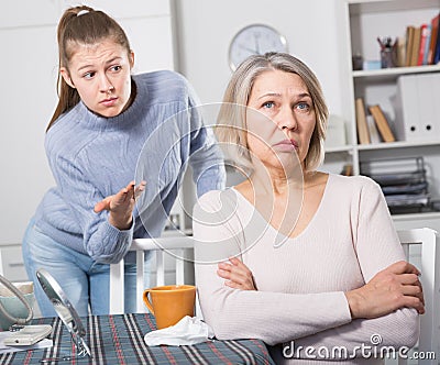 Offended mature mother Stock Photo