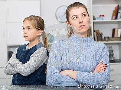 Offended woman and her teenage daughter Stock Photo