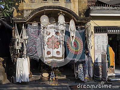 The offer of goods to the marketplace in Ubud, Indonesia is primarily intended for tourists Editorial Stock Photo