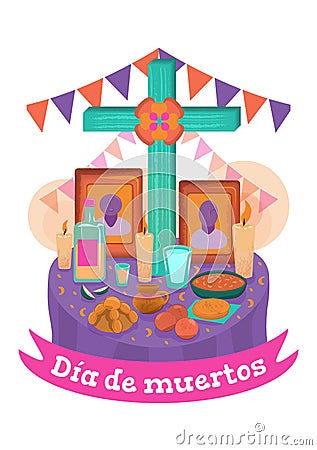 Offering vector for Day of the Dead, with traditional Mayan elements Vector Illustration