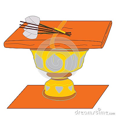 Offerings to monks, monk worship set Vector Illustration