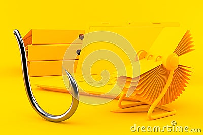 Office background with fishing hook Cartoon Illustration