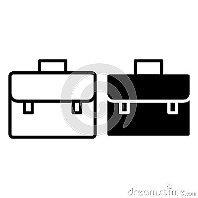 Office bag line and glyph icon. Briefcase vector illustration isolated on white. Portfolio outline style design Vector Illustration
