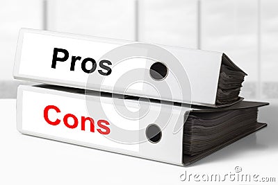 Office binders pros cons Stock Photo