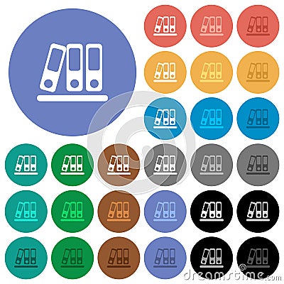 Office binders round flat multi colored icons Vector Illustration