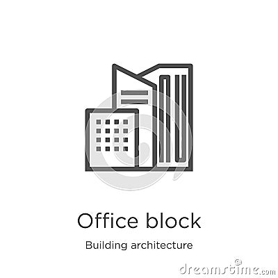 office block icon vector from building architecture collection. Thin line office block outline icon vector illustration. Outline, Vector Illustration