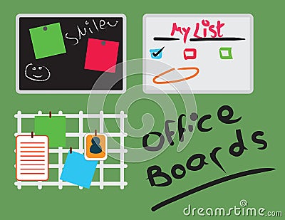 Office boards - notes, to do list and inspiration Vector Illustration