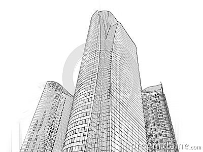 Office building architectural drawing sketch Stock Photo