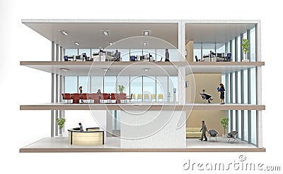 Office building cutaway isolated on white Stock Photo